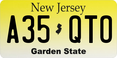 NJ license plate A35QTO
