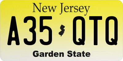 NJ license plate A35QTQ