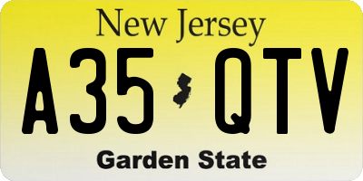 NJ license plate A35QTV