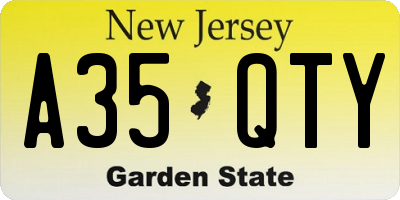 NJ license plate A35QTY