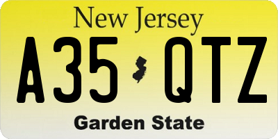 NJ license plate A35QTZ