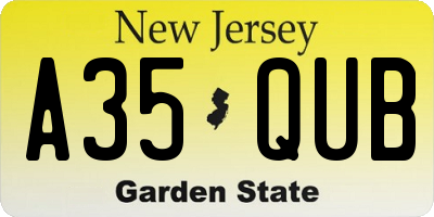 NJ license plate A35QUB