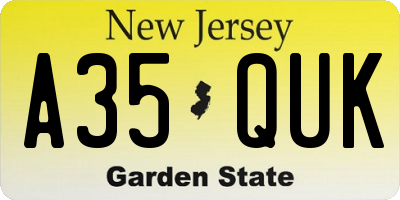 NJ license plate A35QUK