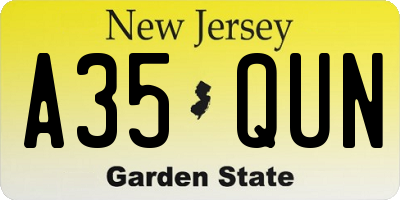 NJ license plate A35QUN