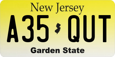 NJ license plate A35QUT