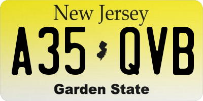 NJ license plate A35QVB
