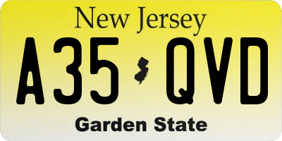 NJ license plate A35QVD