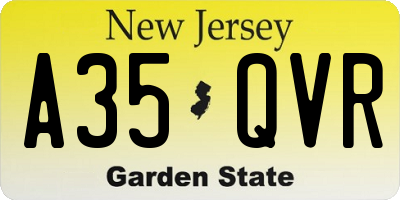 NJ license plate A35QVR