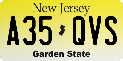 NJ license plate A35QVS