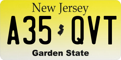 NJ license plate A35QVT