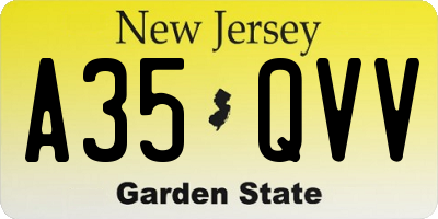 NJ license plate A35QVV