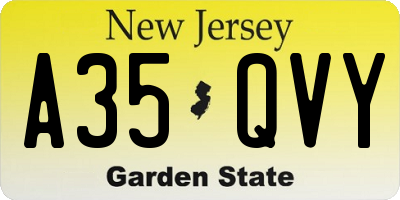 NJ license plate A35QVY