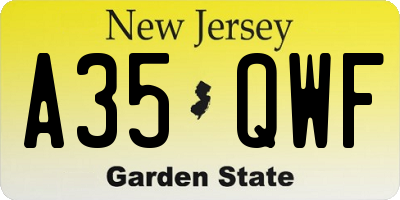 NJ license plate A35QWF
