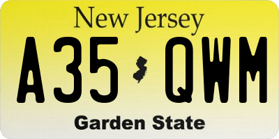 NJ license plate A35QWM