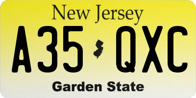 NJ license plate A35QXC
