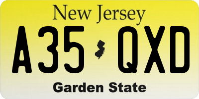 NJ license plate A35QXD