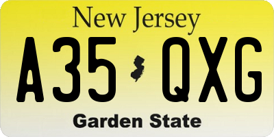 NJ license plate A35QXG
