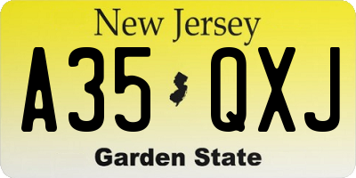 NJ license plate A35QXJ