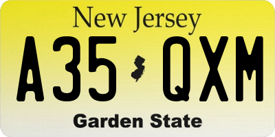 NJ license plate A35QXM