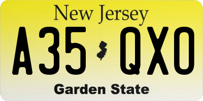 NJ license plate A35QXO