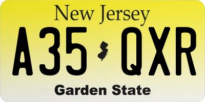NJ license plate A35QXR