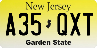 NJ license plate A35QXT