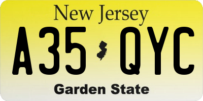 NJ license plate A35QYC