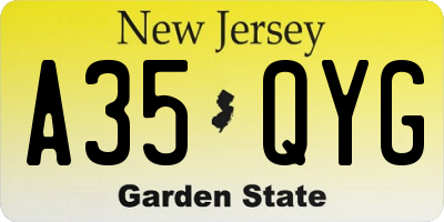 NJ license plate A35QYG