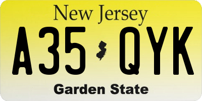 NJ license plate A35QYK