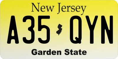 NJ license plate A35QYN