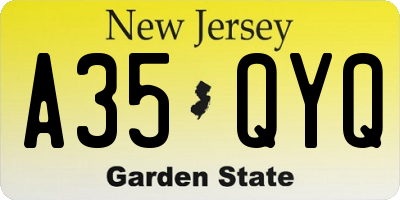 NJ license plate A35QYQ