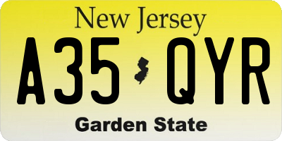 NJ license plate A35QYR