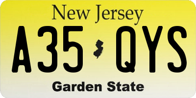 NJ license plate A35QYS