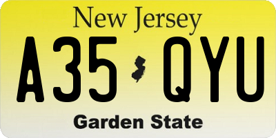 NJ license plate A35QYU