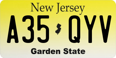 NJ license plate A35QYV