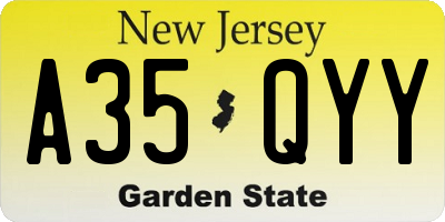 NJ license plate A35QYY