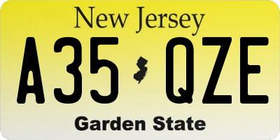 NJ license plate A35QZE