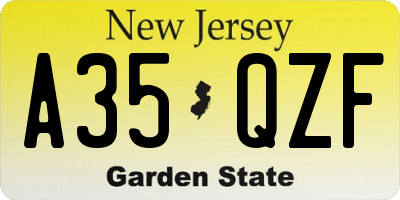 NJ license plate A35QZF