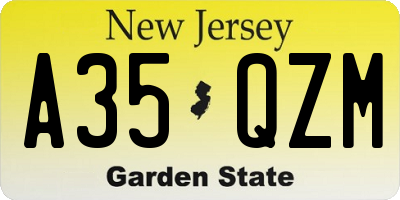 NJ license plate A35QZM