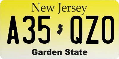 NJ license plate A35QZO