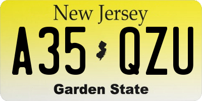NJ license plate A35QZU