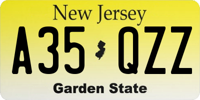 NJ license plate A35QZZ