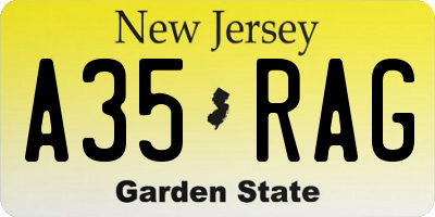 NJ license plate A35RAG