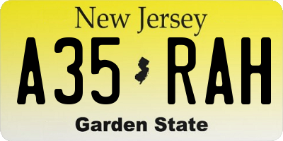 NJ license plate A35RAH