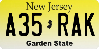 NJ license plate A35RAK