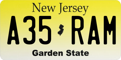 NJ license plate A35RAM