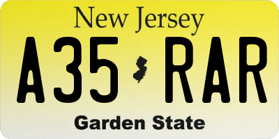NJ license plate A35RAR
