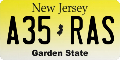 NJ license plate A35RAS
