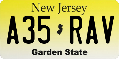 NJ license plate A35RAV
