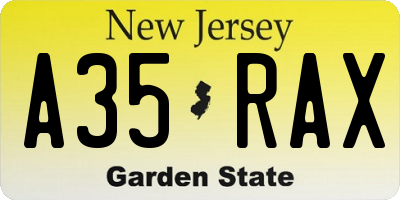 NJ license plate A35RAX